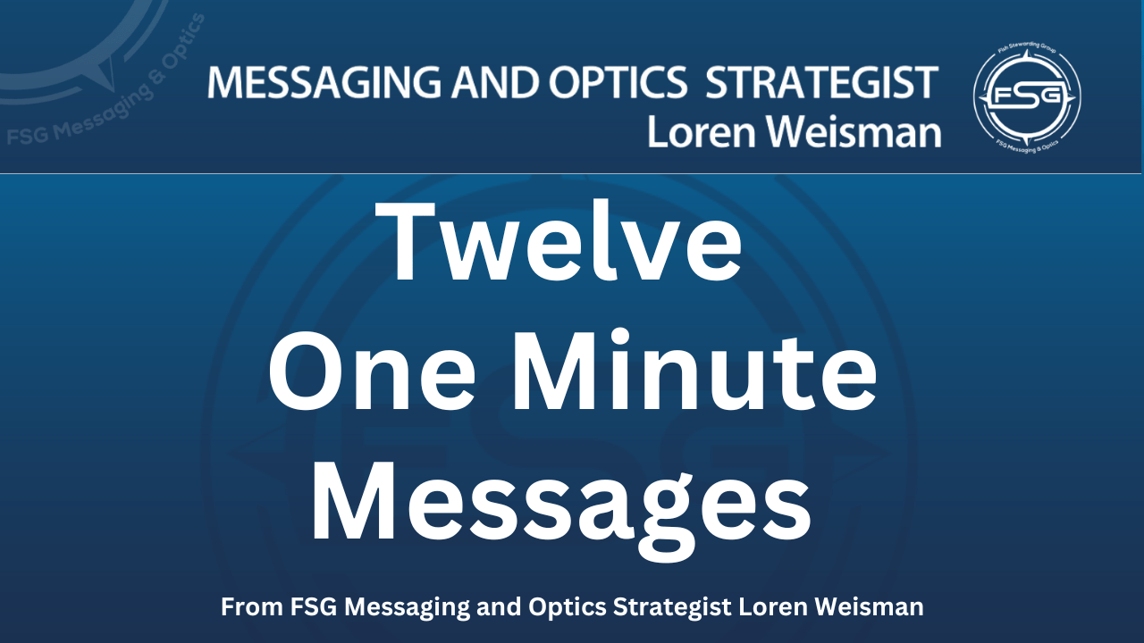 twelve one minute messages, loren weisman, messaging and optics strategist