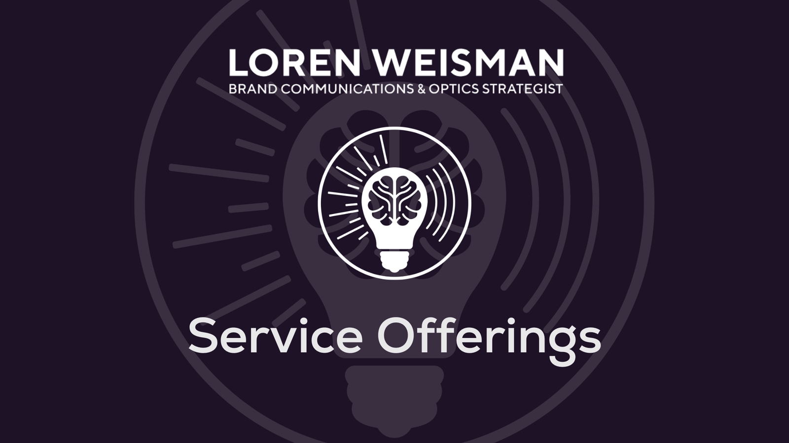 Services offerings and options, Loren Weisman