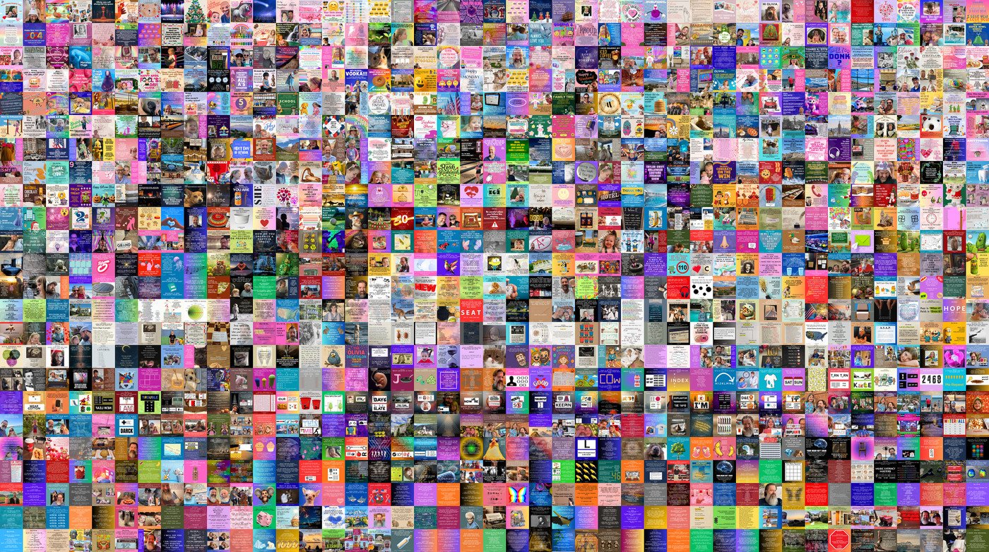 Dadau Graphics as one grid of over a thousand small colored squares, 43 across and 24 down, with no gaps and no part row.