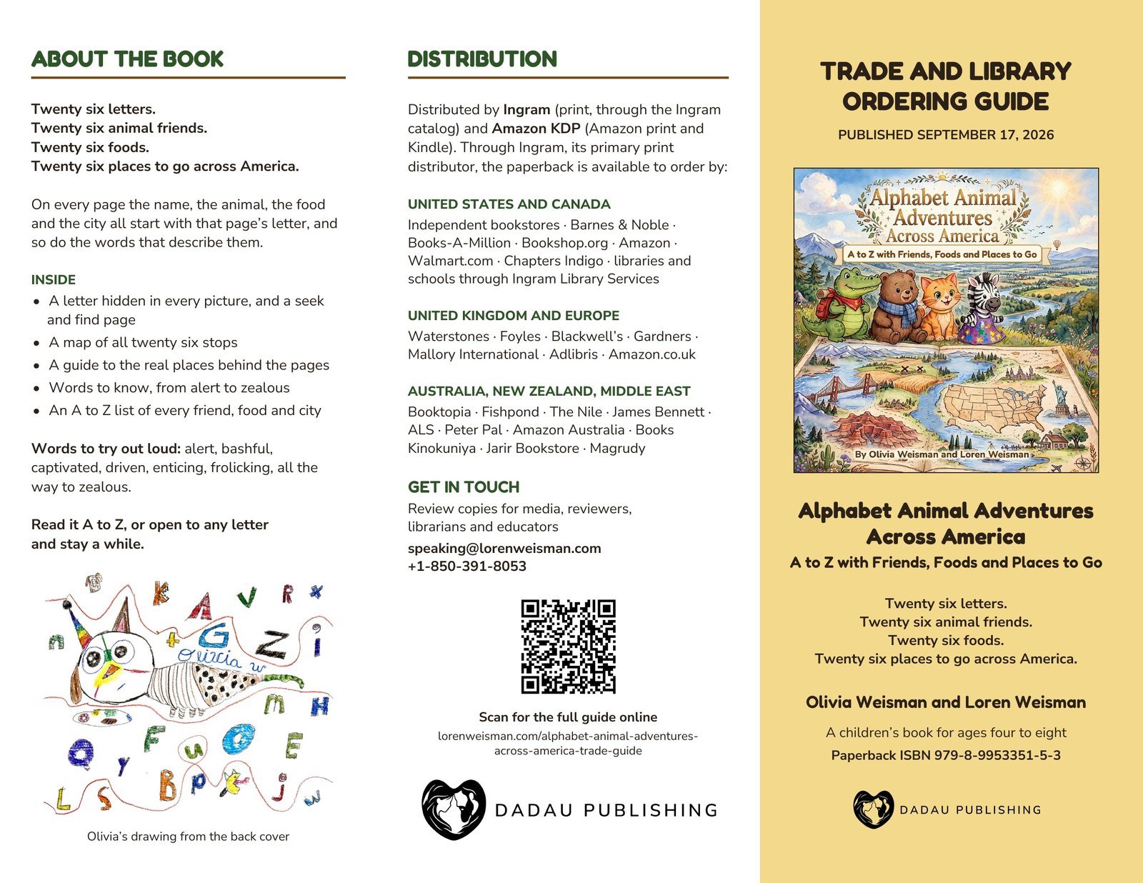 The trade and library guide, outside: about the book, distribution, get in touch, and the cover panel