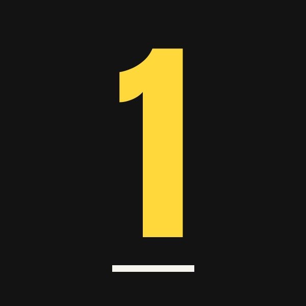 The number one in yellow on a dark background