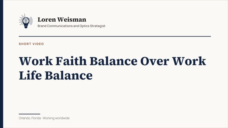 Work Faith Balance Over Work Life Balance